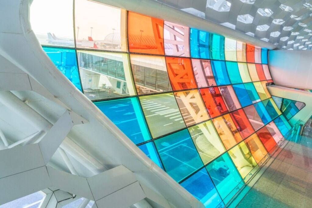 Colorful glass wall